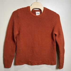 UPWEST WEEKEND CREWNECK MEN'S SWEATER Orange Ribbed Chunky Knit Size XL